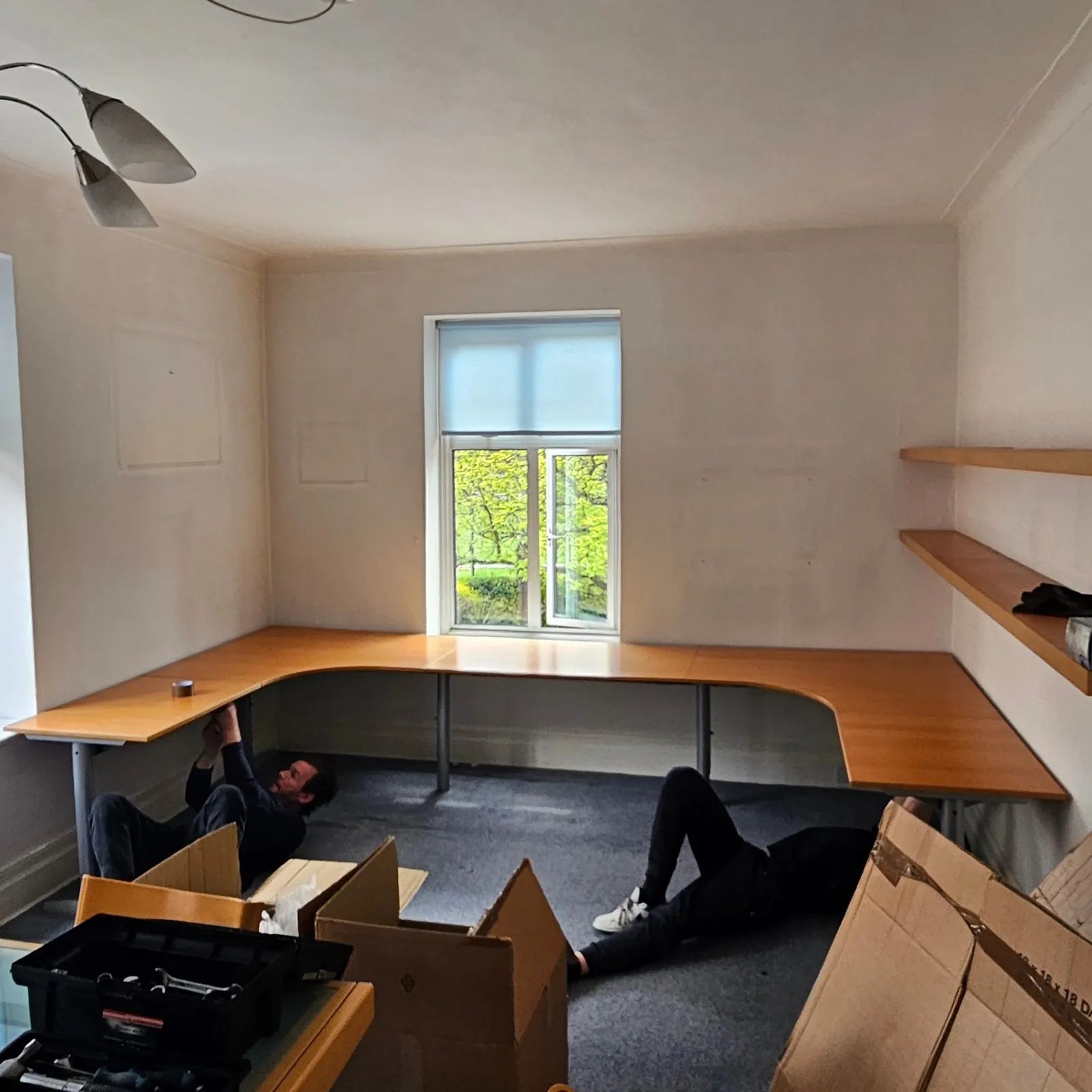 Office rebuild – Desks going back together