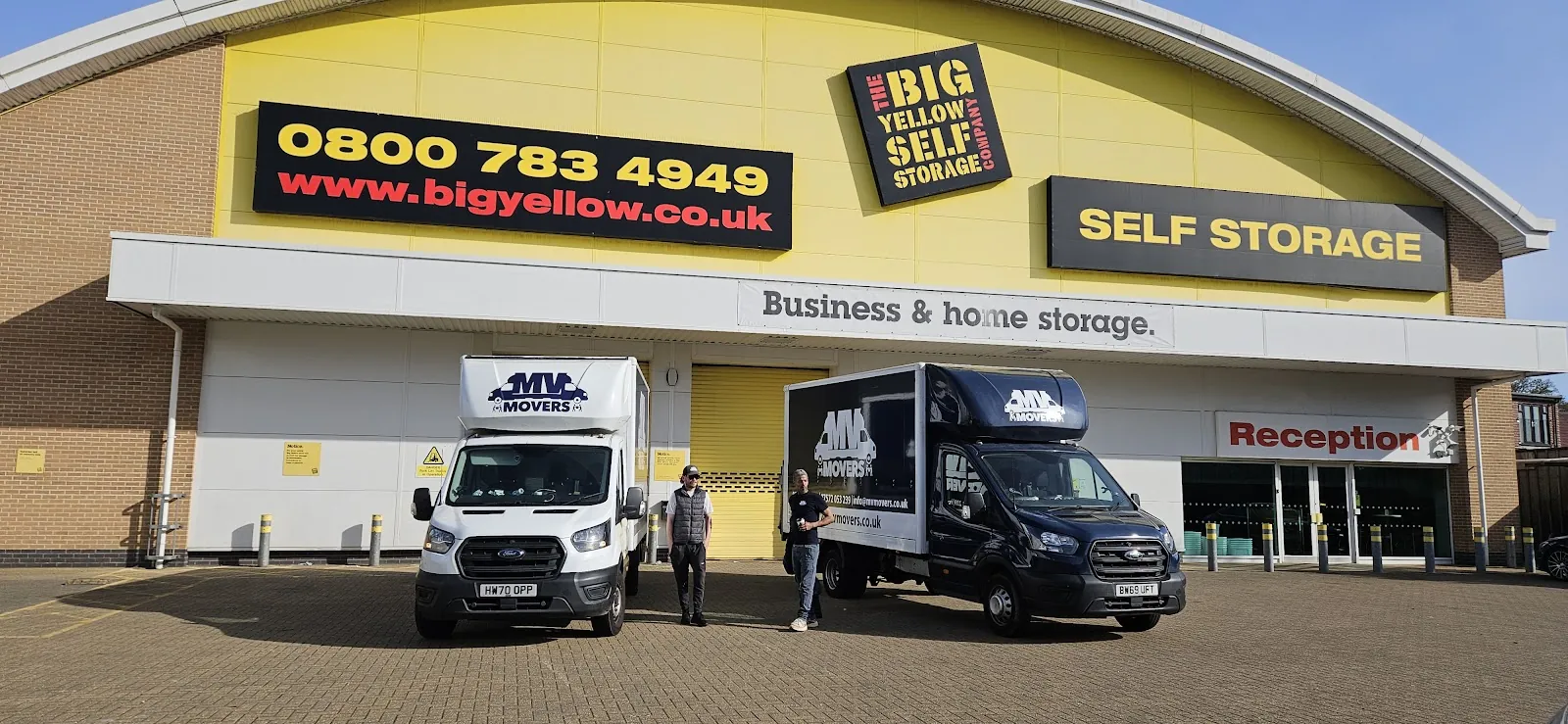 MV Movers vans outside Big Yellow Self Storage Ealing
